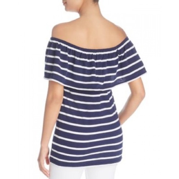 beachlunchlounge Nautical Stripe Cold Shoulder Top- XS- NWT - Picture 2 of 5